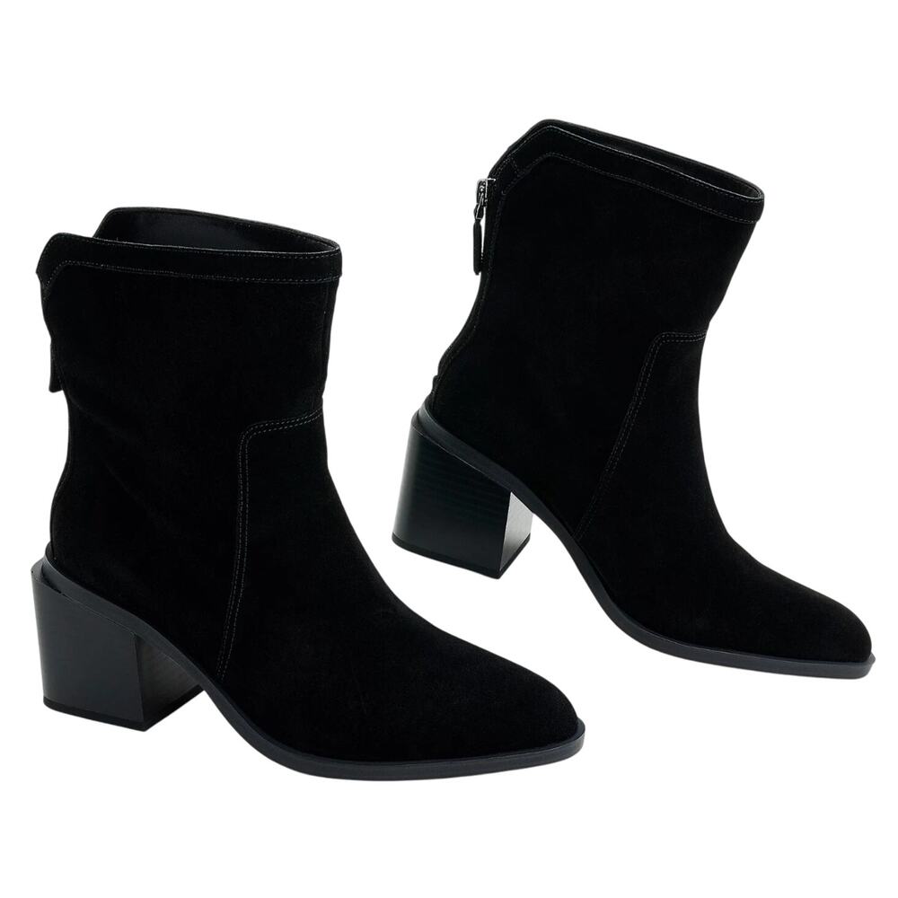 Vince Camuto Womens Kortimy Heeled Ankle Boots Size 6.5 Black Suede NIB